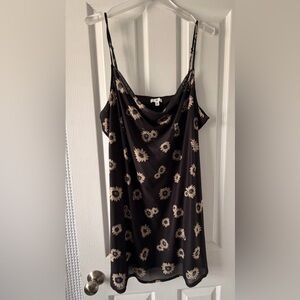 BP. Black Slip Dress with Beige Floral Accents